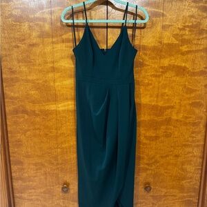 Anthropologie Caron V-Neck Crepe Dress Emerald Green Size 6 Bridesmaid